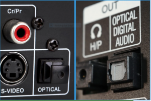 optical output connection ports on TV